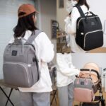 1pc Lamroro Multifunctional Diaper Backpack with Changing Station, Soft Shell Polyester Daypack for Travel, Preschool, with Mirror Embellishment, Zipper Closure, Stash Pocket, Striped Pattern, Essential Gift - Image 13