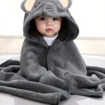 Super Absorbent Microfiber Baby Bathrobe - Adorable Elephant Hooded Towel with Matching Hat, Soft & Cozy for Boys and Girls 0-2 Years, Cartoon Design, Machine Washable, Baby Bath Accessories - Image 10