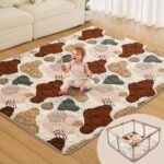 ⁦Foldable Thickened Foam Youngsters Play Mat & Crawling Mat - Soft Non-Slip Odor-Free Machine Washable, 180.0x150.0cm & 127.0x127.0cm for Playpens & Floors, Boho Style Play Mat for Youngsters⁩ - الصورة ⁦3⁩