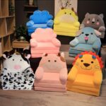 Children's Folding Sofa, Toddler Stool, Nursery Baby Chair, Cushioned Flip-Up Children's Sofa Seat Cover, Plush Lazy Recliner Sofa, Washable