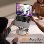 Ergonomic Adjustable Laptop Stand with 360° Swivel Base, Foldable Aluminum Alloy Design for MacBook Pro/Air & 25.4-43.94 cm Laptops, Adjustable Height up to 360° Rotation, Portable & Collapsible for Easy Storage - Image 9