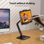 ⁦Desk Monitor Stand, Adjustable 360° Swivel Bracket, 180° Tiltable Clamp, Adjustable Long Arm Foldable Tablet Holder for 11.94-43.94cm iPhone/iPad/Tablet/Portable Monitor, Aluminum Alloy⁩ - الصورة ⁦2⁩