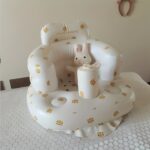 La Dearchuu Baby Inflatable Sofa Chair - Multi-Functional High Quality Foldable Infant Learning Chair with Soft Beige Design, Portable Bath Stool & Dining Seat for Toddlers - Image 13