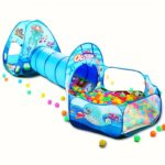 3pcs Pop-Up Play Tent Set for 12M+ with Ball Pit and Play Tunnel, Blue Polyester with Alloy Frame, Indoor/Outdoor Playhouse Bundle with Carry Bag for - Perfect 1st Birthday Gift