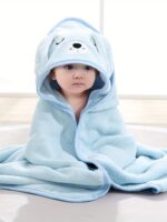 Super Absorbent Microfiber Baby Bathrobe - Adorable Elephant Hooded Towel with Matching Hat, Soft & Cozy for Boys and Girls 0-2 Years, Cartoon Design, Machine Washable, Baby Bath Accessories - Image 4