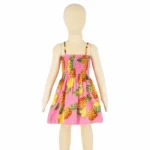 ⁦‌2025 Summer Girls Princess Beach Dress Strapless Floral Print Sleeveless Party Wear Toddler Solid Color Casual Fashion 1-6Y⁩ - الصورة ⁦4⁩