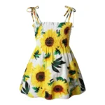⁦‌2025 Summer Girls Princess Beach Dress Strapless Floral Print Sleeveless Party Wear Toddler Solid Color Casual Fashion 1-6Y⁩ - الصورة ⁦15⁩