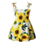 ⁦‌2025 Summer Girls Princess Beach Dress Strapless Floral Print Sleeveless Party Wear Toddler Solid Color Casual Fashion 1-6Y⁩ - الصورة ⁦6⁩