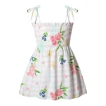 ⁦‌2025 Summer Girls Princess Beach Dress Strapless Floral Print Sleeveless Party Wear Toddler Solid Color Casual Fashion 1-6Y⁩ - الصورة ⁦9⁩