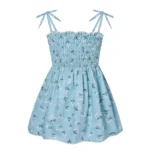 ⁦‌2025 Summer Girls Princess Beach Dress Strapless Floral Print Sleeveless Party Wear Toddler Solid Color Casual Fashion 1-6Y⁩ - الصورة ⁦20⁩