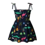 ⁦‌2025 Summer Girls Princess Beach Dress Strapless Floral Print Sleeveless Party Wear Toddler Solid Color Casual Fashion 1-6Y⁩ - الصورة ⁦12⁩