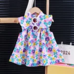 ⁦Baby Girls Beach Dresses Summer Soft Breathable Kids Girls Clothing Children Holiday A-Line Dress Vestidos 2025⁩ - الصورة ⁦8⁩
