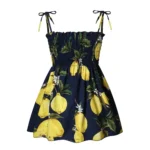 ⁦‌2025 Summer Girls Princess Beach Dress Strapless Floral Print Sleeveless Party Wear Toddler Solid Color Casual Fashion 1-6Y⁩ - الصورة ⁦7⁩