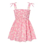 ⁦‌2025 Summer Girls Princess Beach Dress Strapless Floral Print Sleeveless Party Wear Toddler Solid Color Casual Fashion 1-6Y⁩ - الصورة ⁦17⁩