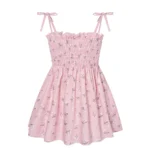 ⁦‌2025 Summer Girls Princess Beach Dress Strapless Floral Print Sleeveless Party Wear Toddler Solid Color Casual Fashion 1-6Y⁩ - الصورة ⁦21⁩