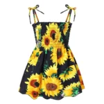 ⁦‌2025 Summer Girls Princess Beach Dress Strapless Floral Print Sleeveless Party Wear Toddler Solid Color Casual Fashion 1-6Y⁩ - الصورة ⁦18⁩