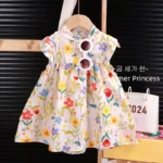 ⁦Baby Girls Beach Dresses Summer Soft Breathable Kids Girls Clothing Children Holiday A-Line Dress Vestidos 2025⁩ - الصورة ⁦2⁩