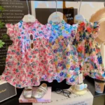 ⁦Baby Girls Beach Dresses Summer Soft Breathable Kids Girls Clothing Children Holiday A-Line Dress Vestidos 2025⁩ - الصورة ⁦6⁩