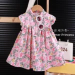 ⁦Baby Girls Beach Dresses Summer Soft Breathable Kids Girls Clothing Children Holiday A-Line Dress Vestidos 2025⁩ - الصورة ⁦3⁩