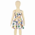 ⁦‌2025 Summer Girls Princess Beach Dress Strapless Floral Print Sleeveless Party Wear Toddler Solid Color Casual Fashion 1-6Y⁩ - الصورة ⁦5⁩