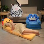 ⁦Children's Folding Sofa, Toddler Stool, Nursery Baby Chair, Cushioned Flip-Up Children's Sofa Seat Cover, Plush Lazy Recliner Sofa, Washable⁩ - الصورة ⁦6⁩