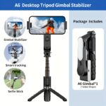 QAML A6 2025 Handheld Gimbal Stabilizer with Selfie Stick Tripod Stand, Wireless Remote, 1-Axis for Smartphone, 400mAh Rechargeable Lithium Polymer Battery, USB Charging, ABS Material, Compatible with iPhone & Android Devices - Image 3