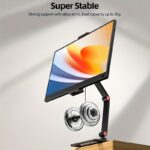 ⁦Desk Monitor Stand, Adjustable 360° Swivel Bracket, 180° Tiltable Clamp, Adjustable Long Arm Foldable Tablet Holder for 11.94-43.94cm iPhone/iPad/Tablet/Portable Monitor, Aluminum Alloy⁩ - الصورة ⁦9⁩