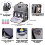 1pc Lamroro Multifunctional Diaper Backpack with Changing Station, Soft Shell Polyester Daypack for Travel, Preschool, with Mirror Embellishment, Zipper Closure, Stash Pocket, Striped Pattern, Essential Gift - Image 3