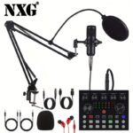 NXG Professional Audio Interface Kit - All-in-One Live Sound Card with Condenser Microphone, Rechargeable Battery, Volume Control & Adjustable Stand - Ideal for High-Quality Recording, Broadcasting, Gaming, Karaoke & Singing - Black, Karaoke Machine|Sleek - Image 2