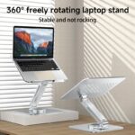 Adjustable Aluminum Laptop Stand with 360° Rotating Base - Ergonomic, Foldable Design for Collaborative Work, Dual Adjustment Knobs, Sturdy & Non-Slip, Fits MacBook/All Laptops up to 40.64cm - Ideal for Home Office