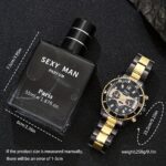 2pcs Men's Watch + Perfume Set: Exquisite Quartz Wristwatch with Light Fragrance, Ideal for Business and Casual Gifting - Image 2