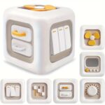 EDUVANKU 6-in-1 Busy Cube Toy for Youngsters & Youngsters - Enhances Fine Motor Skills & Early Learning, White with Yellow Accents, Made in China, Youngsters Toys - Image 3