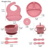 ⁦9pcs Silicone Baby Feeding Set - Weaning Guide Kit with Suction Bowl, Divided Plate, Toddler Self-Feeding Plate, Spoon, Fork, Adjustable Bib, and Sippy Cup for Infants and Toddlers⁩ - الصورة ⁦5⁩