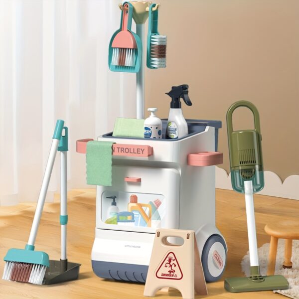Kids Cleaning Play Set with Vacuum Cleaner, 20pcs Pretend Housekeeping Toy Kit, Durable PP Material