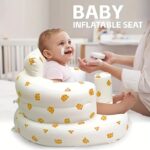 La Dearchuu Baby Inflatable Sofa Chair - Multi-Functional High Quality Foldable Infant Learning Chair with Soft Beige Design, Portable Bath Stool & Dining Seat for Toddlers