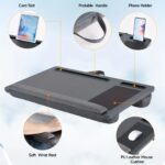 ⁦Laptop lap stand, portable laptop table, lap pad tray with wrist rest, mouse pad, tablet and phone slots, portable handle, cushion⁩ - الصورة ⁦9⁩