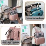 1pc Lamroro Multifunctional Diaper Backpack with Changing Station, Soft Shell Polyester Daypack for Travel, Preschool, with Mirror Embellishment, Zipper Closure, Stash Pocket, Striped Pattern, Essential Gift - Image 10