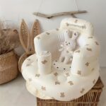 La Dearchuu Baby Inflatable Sofa Chair - Multi-Functional High Quality Foldable Infant Learning Chair with Soft Beige Design, Portable Bath Stool & Dining Seat for Toddlers - Image 7