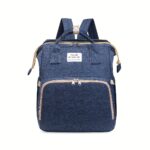 ⁦Portable Foldable Mommy Backpack - Lightweight Large Capacity Diaper Bag with Multiple Pockets, Soft Shell & Mesh Storage Bag, Adjustable Padded Straps for Travel, Day Trips, Preschool - Stylish Black Carrier Organizer, Diaper Bag Backpack, Practical Desi⁩ - الصورة ⁦7⁩