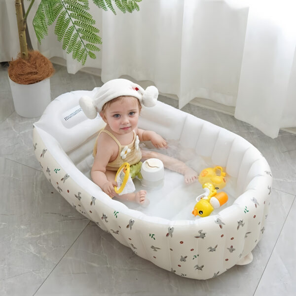 LA DEARCHUU Inflatable Baby Bathtub - Portable Nordic Style PVC Bath Tub for Youngsters, Infant Shower Pool with Funnel and Pump, Ideal for Home and Travel, Portable Bathtub|Playful Bathing Style|PVC Bathtub, Toddler Bathtub