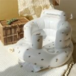 La Dearchuu Baby Inflatable Sofa Chair - Multi-Functional High Quality Foldable Infant Learning Chair with Soft Beige Design, Portable Bath Stool & Dining Seat for Toddlers - Image 11