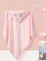 Super Absorbent Microfiber Baby Bathrobe - Adorable Elephant Hooded Towel with Matching Hat, Soft & Cozy for Boys and Girls 0-2 Years, Cartoon Design, Machine Washable, Baby Bath Accessories - Image 7