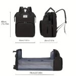 ⁦Portable Foldable Mommy Backpack - Lightweight Large Capacity Diaper Bag with Multiple Pockets, Soft Shell & Mesh Storage Bag, Adjustable Padded Straps for Travel, Day Trips, Preschool - Stylish Black Carrier Organizer, Diaper Bag Backpack, Practical Desi⁩ - الصورة ⁦2⁩