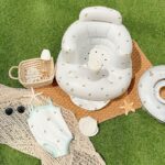 La Dearchuu Baby Inflatable Sofa Chair - Multi-Functional High Quality Foldable Infant Learning Chair with Soft Beige Design, Portable Bath Stool & Dining Seat for Toddlers - Image 2
