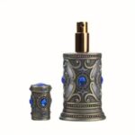 ⁦1pc Middle Eastern Egypt Large Capacity Perfume Spray Bottle Vintage Metal Glass Refillable Empty Bottle Ornament, Perfume Bottle⁩ - الصورة ⁦4⁩