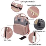 1pc Lamroro Multifunctional Diaper Backpack with Changing Station, Soft Shell Polyester Daypack for Travel, Preschool, with Mirror Embellishment, Zipper Closure, Stash Pocket, Striped Pattern, Essential Gift - Image 5