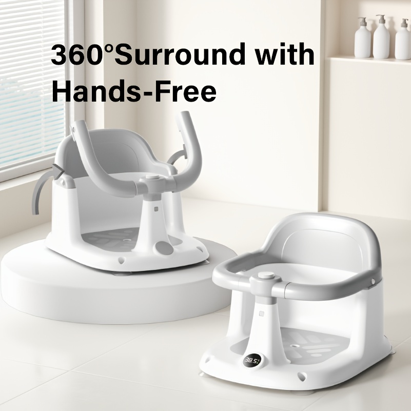 ec8ae986-f34f-4630-8f15-985b595048aa.jpg 360° Surround New Design Baby Bath Seat - Easy to Install, Stable Plastic Support for Newborns to Infants, Compact Toddler Bath Support, Hands-Free, Bath Support | Modern Design | Durable Plastic - الصورة 1
