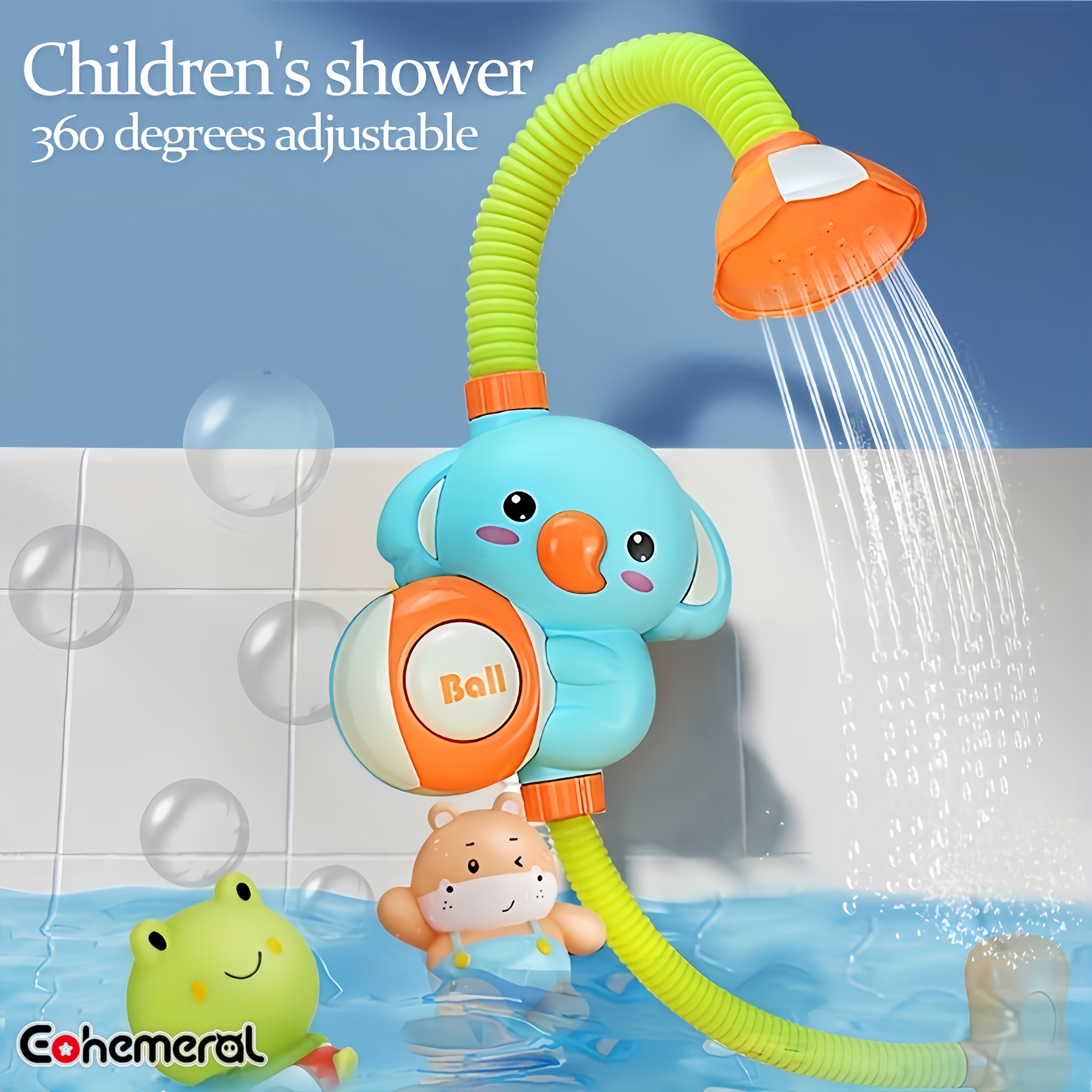 f5023114-d99f-4ab2-8f24-86479b5ec625.jpg EOHEMERAL Youngsters' Bath Shower Sprinkler - Fun Water Play Toy for Swimming & Bath Time, Extendable 360° Rotation, One-Click Water Flow, Perfect Birthday or New Year Gift, Pink/Green - Image 1