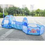 ⁦3pcs Pop-Up Play Tent Set for 12M+ with Ball Pit and Play Tunnel, Blue Polyester with Alloy Frame, Indoor/Outdoor Playhouse Bundle with Carry Bag for - Perfect 1st Birthday Gift⁩ - الصورة ⁦2⁩