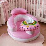 Inflatable Toddler Sofa Chair - Portable Training Seat with Sturdy Sitting Cushion, Blue & White Design, Perfect for Youngsters Showers or Home Use, Youngsters Training Seat | Playful Design | Durable Inflation, Baby Shower Gift - Image 4